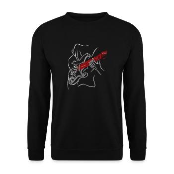 Akustikgitarre Bassist Musiker Gitarre Vintage - Unisex Pullover - Schwarz - Vorne - Alina (178cm) & Michal (187cm)
