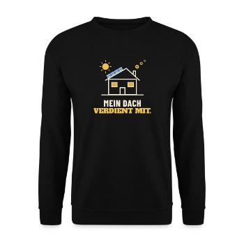 Mein Dach verdient mit – Photovoltaik Shirt - Unisex Pullover - Schwarz - Vorne - Alina (178cm) & Michal (187cm)