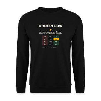 Orderflow größer als Bauchgefühl – Trader Shirt - Unisex Pullover - Schwarz - Vorne - Alina (178cm) & Michal (187cm)