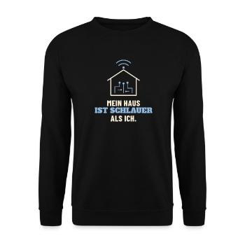 Mein Haus ist schlauer als ich – Smart Home Shirt - Unisex Pullover - Schwarz - Vorne - Alina (178cm) & Michal (187cm)