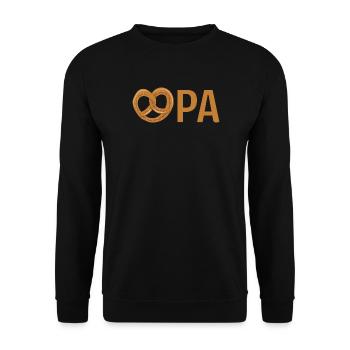 Opa mit Brezel – Orange - Unisex Pullover - Schwarz - Vorne - Alina (178cm) & Michal (187cm)