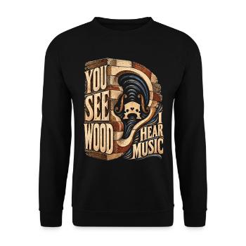 Geigenbauer Luthier You See Wood I Hear Music - Unisex Pullover - Schwarz - Vorne - Alina (178cm) & Michal (187cm)