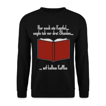 Lesen Kaffee Lustiger Spruch Hobby Bücher - Unisex Pullover - Schwarz - Vorne - Alina (178cm) & Michal (187cm)