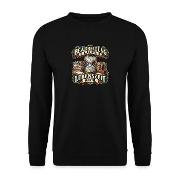Lebenszeit läuft - Unisex Pullover - Schwarz - Vorne - Alina (178cm) & Michal (187cm)