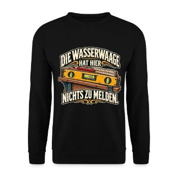 Wasserwaage widerspricht - Unisex Pullover - Schwarz - Vorne - Alina (178cm) & Michal (187cm)