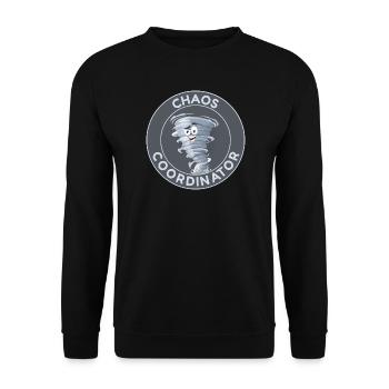 Chaos Coordinator – Lustiger Tornado - Unisex Pullover - Schwarz - Vorne - Alina (178cm) & Michal (187cm)