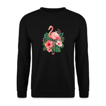 Niedlicher Flamingo Süße Flamingos - Unisex Pullover - Schwarz - Vorne - Alina (178cm) & Michal (187cm)