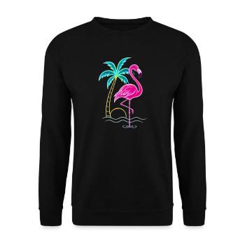 Niedlicher Flamingo Süße Flamingos - Unisex Pullover - Schwarz - Vorne - Alina (178cm) & Michal (187cm)