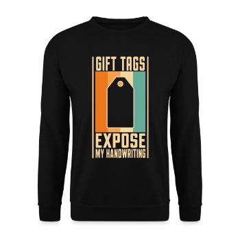 Geschenkanhänger – Expose My Handwriting - Unisex Pullover - Schwarz - Vorne - Alina (178cm) & Michal (187cm)