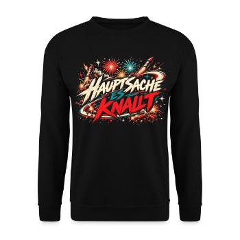 Hauptsache es knallt - Unisex Pullover - Schwarz - Vorne - Alina (178cm) & Michal (187cm)