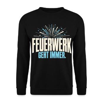 Feuerwerk geht immer - Unisex Pullover - Schwarz - Vorne - Alina (178cm) & Michal (187cm)