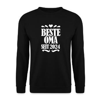 Beste Oma seit 2024 - Unisex Pullover - Schwarz - Vorne - Alina (178cm) & Michal (187cm)