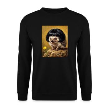 Lustiger Igel Bob Haarschnitt - Unisex Pullover - Schwarz - Vorne - Alina (178cm) & Michal (187cm)