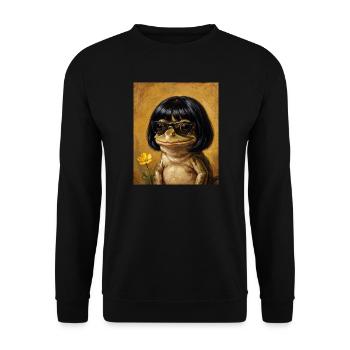 Lustiger Frosch Bob Haarschnitt - Unisex Pullover - Schwarz - Vorne - Alina (178cm) & Michal (187cm)