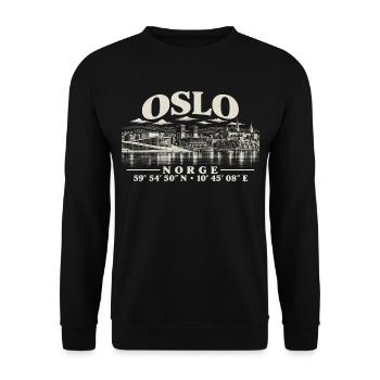 Osloer Opernhaus, Rathaus, Festung Akershus - Unisex Pullover - Schwarz - Vorne - Alina (178cm) & Michal (187cm)