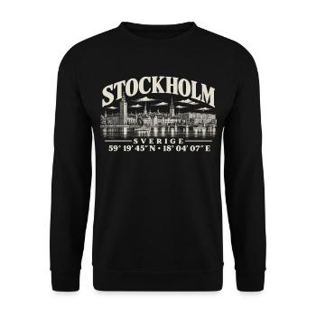 Stockholmer Rathaus Stadtlinie Schweden - Unisex Pullover - Schwarz - Vorne - Alina (178cm) & Michal (187cm)