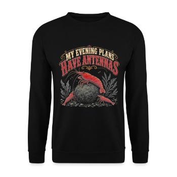 Garnelen Aquarium Feierabend Humor - Unisex Pullover - Schwarz - Vorne - Alina (178cm) & Michal (187cm)