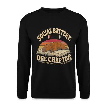 Capybara Bücherwurm Introvertiert - Unisex Pullover - Schwarz - Vorne - Alina (178cm) & Michal (187cm)