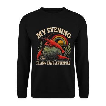 Garnelen Aquarium Retro Regenbogen - Unisex Pullover - Schwarz - Vorne - Alina (178cm) & Michal (187cm)