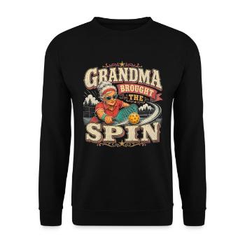 Pickleball Oma Spin Retro Humor - Unisex Pullover - Schwarz - Vorne - Alina (178cm) & Michal (187cm)