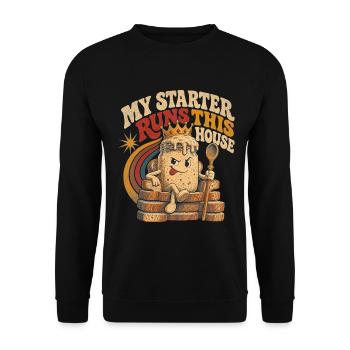 Sauerteig Brotbacken König Humor - Unisex Pullover - Schwarz - Vorne - Alina (178cm) & Michal (187cm)
