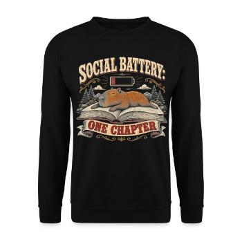 Capybara Lesen Bücherwurm Retro - Unisex Pullover - Schwarz - Vorne - Alina (178cm) & Michal (187cm)