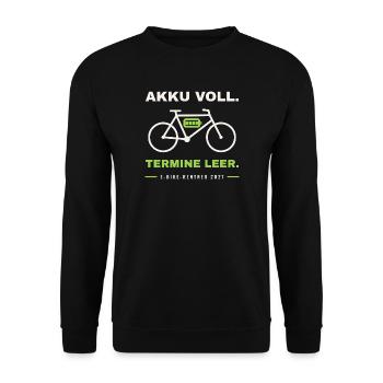 E-Bike Rentner 2027 - Unisex Pullover - Schwarz - Vorne - Alina (178cm) & Michal (187cm)
