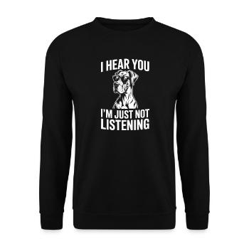Deutsche Dogge Lustiges Deutsche Dogge Geschenk - Unisex Pullover - Schwarz - Vorne - Alina (178cm) & Michal (187cm)
