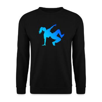 Geschenkidee für die Hip-Hop-Tänzerin mit Breaking - Unisex Pullover - Schwarz - Vorne - Alina (178cm) & Michal (187cm)