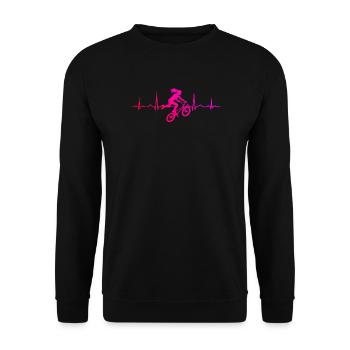 Freestyle-BMX Geschenk für eine Freestyle-Fahrerin - Unisex Pullover - Schwarz - Vorne - Alina (178cm) & Michal (187cm)