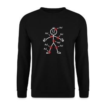 Lustig Älter Werden Aua Au Geburtstag - Unisex Pullover - Schwarz - Vorne - Alina (178cm) & Michal (187cm)