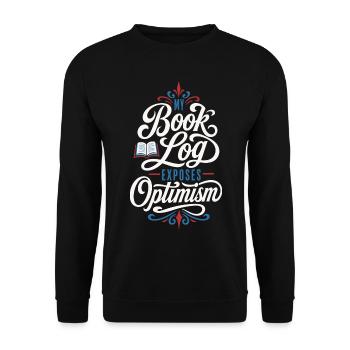 Lesetagebuch – My Book Log Exposes Optimism - Unisex Pullover - Schwarz - Vorne - Alina (178cm) & Michal (187cm)