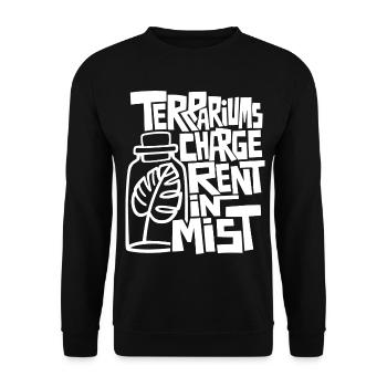 Flaschengarten – Terrariums Charge Rent in Mist - Unisex Pullover - Schwarz - Vorne - Alina (178cm) & Michal (187cm)