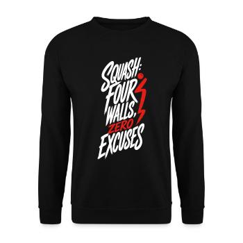 Squash – Four Walls Zero Excuses - Unisex Pullover - Schwarz - Vorne - Alina (178cm) & Michal (187cm)