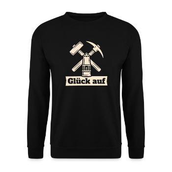 Glück auf Bergbau Erzgebirge - Unisex Pullover - Schwarz - Vorne - Alina (178cm) & Michal (187cm)