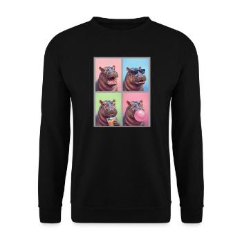 Nilpferd Flusspferd - Unisex Pullover - Schwarz - Vorne - Alina (178cm) & Michal (187cm)