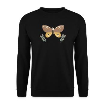 Kaiser Motte in Heidekraut - Unisex Pullover - Schwarz - Vorne - Alina (178cm) & Michal (187cm)