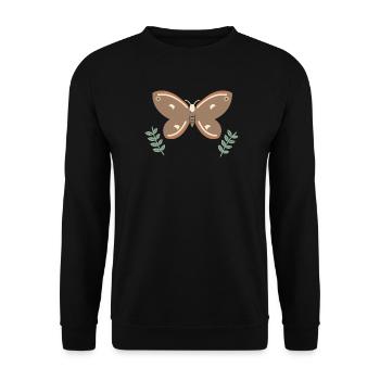 Cecropia-Motte in Weide - Unisex Pullover - Schwarz - Vorne - Alina (178cm) & Michal (187cm)