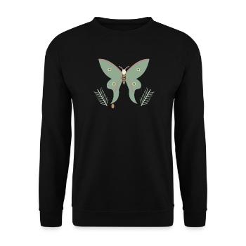 Spanischer Mondmotte und Kiefer - Unisex Pullover - Schwarz - Vorne - Alina (178cm) & Michal (187cm)