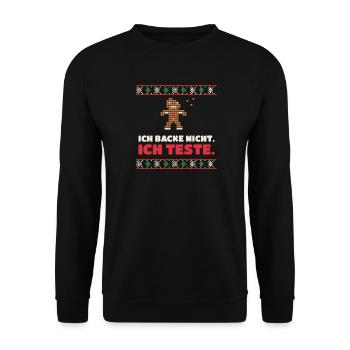 Ich backe nicht. Ich teste. (dunkel) - Unisex Pullover - Schwarz - Vorne - Alina (178cm) & Michal (187cm)