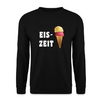 Eis-Zeit - Eistüte Wortspiel - Unisex Pullover - Schwarz - Vorne - Alina (178cm) & Michal (187cm)