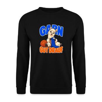 Garn gut drauf – Alpaka mit Häkelnadel und Wolle - Unisex Pullover - Schwarz - Vorne - Alina (178cm) & Michal (187cm)