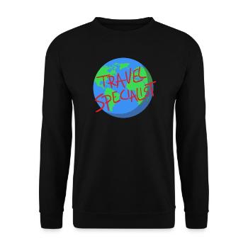 Weltreise Spezialist – Globale Abenteuer - Unisex Pullover - Schwarz - Vorne - Alina (178cm) & Michal (187cm)