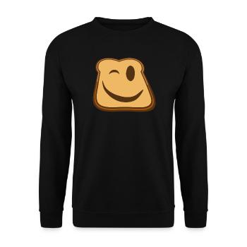 Winkender Toast Emoji - Unisex Pullover - Schwarz - Vorne - Alina (178cm) & Michal (187cm)