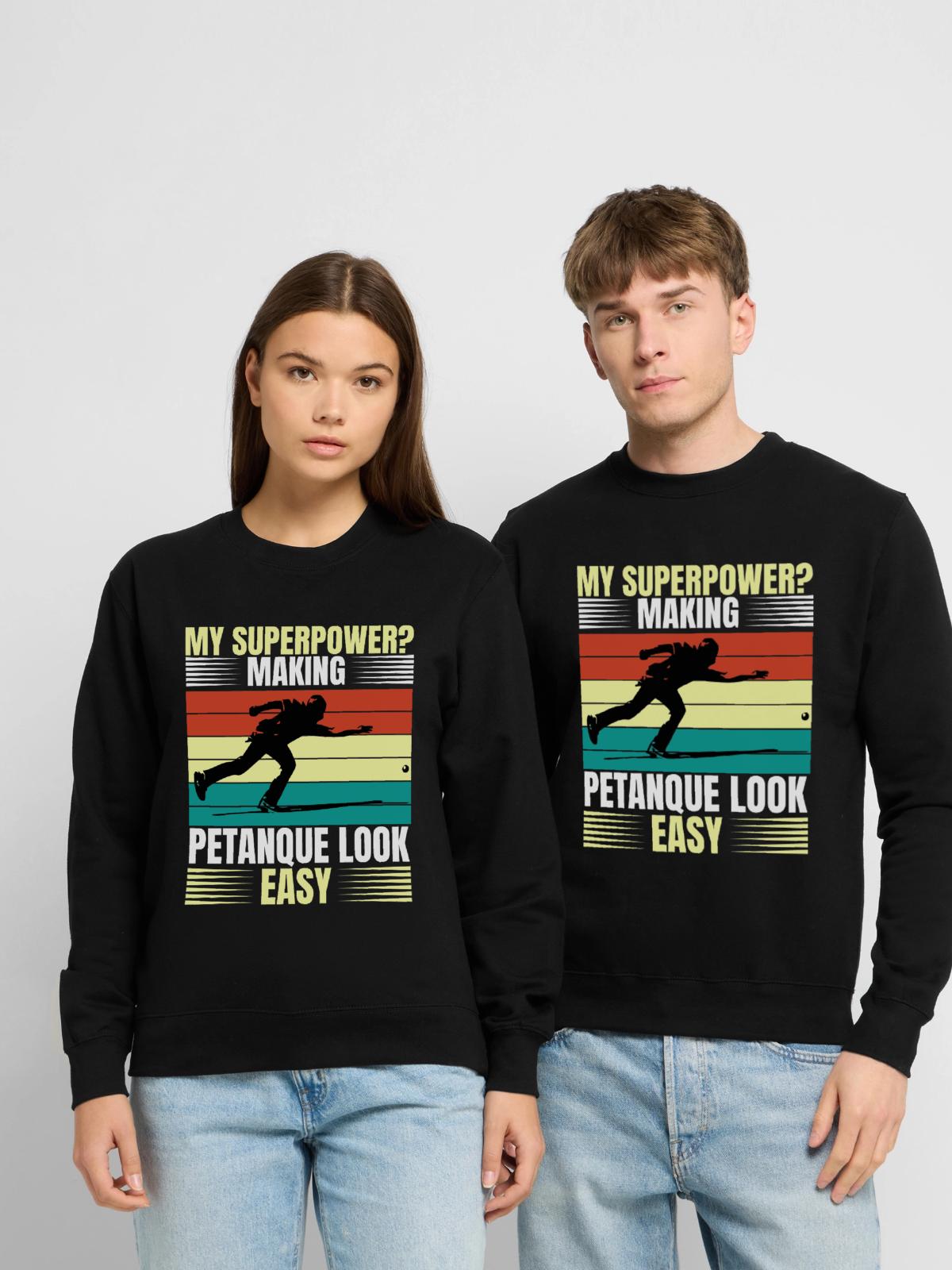 Superkraft: Boule leicht aussehen lassen - Unisex Pullover - Schwarz - Vorne - Alina (178cm) & Michal (187cm)