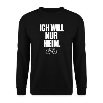 Ich will nur heim – Sichere Radwege Leipzig - Unisex Pullover - Schwarz - Vorne - Alina (178cm) & Michal (187cm)