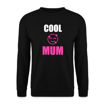 Coole Mama-Emoji-Herzen - Unisex Pullover - Schwarz - Vorne - Alina (178cm) & Michal (187cm)
