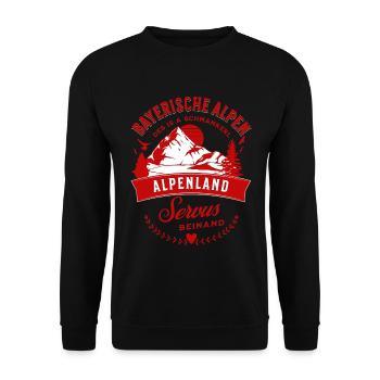 Bayerische Alpen Des Is A Schmankerl Servus Rot - Unisex Pullover - Schwarz - Vorne - Alina (178cm) & Michal (187cm)