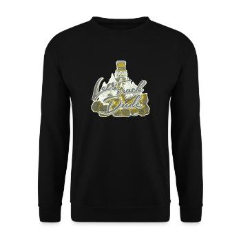 Feiertagshumor Nussknacker lässt Kerl Gold knacken - Unisex Pullover - Schwarz - Vorne - Alina (178cm) & Michal (187cm)