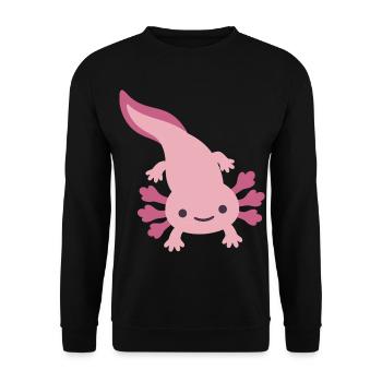 Axolotl Geschenkidee Design Tierfreunde - Unisex Pullover - Schwarz - Vorne - Alina (178cm) & Michal (187cm)